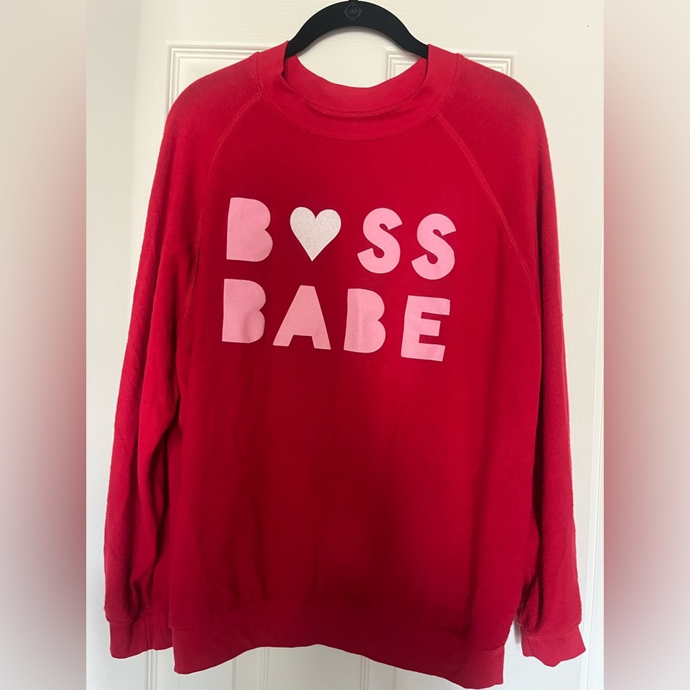 Buddy Love Red 'Boss Babe' Sweater